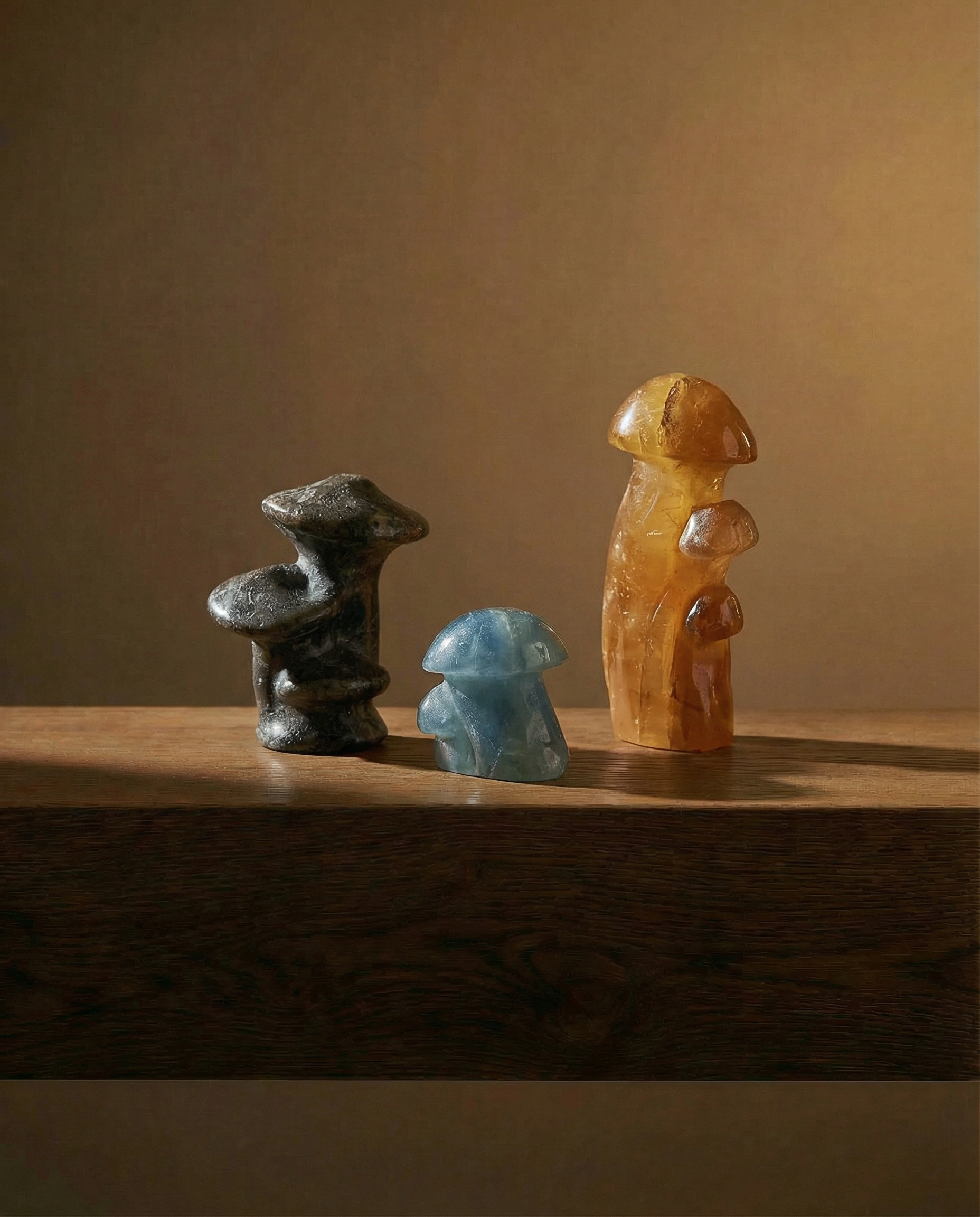 Whimsical group of decorative mushrooms